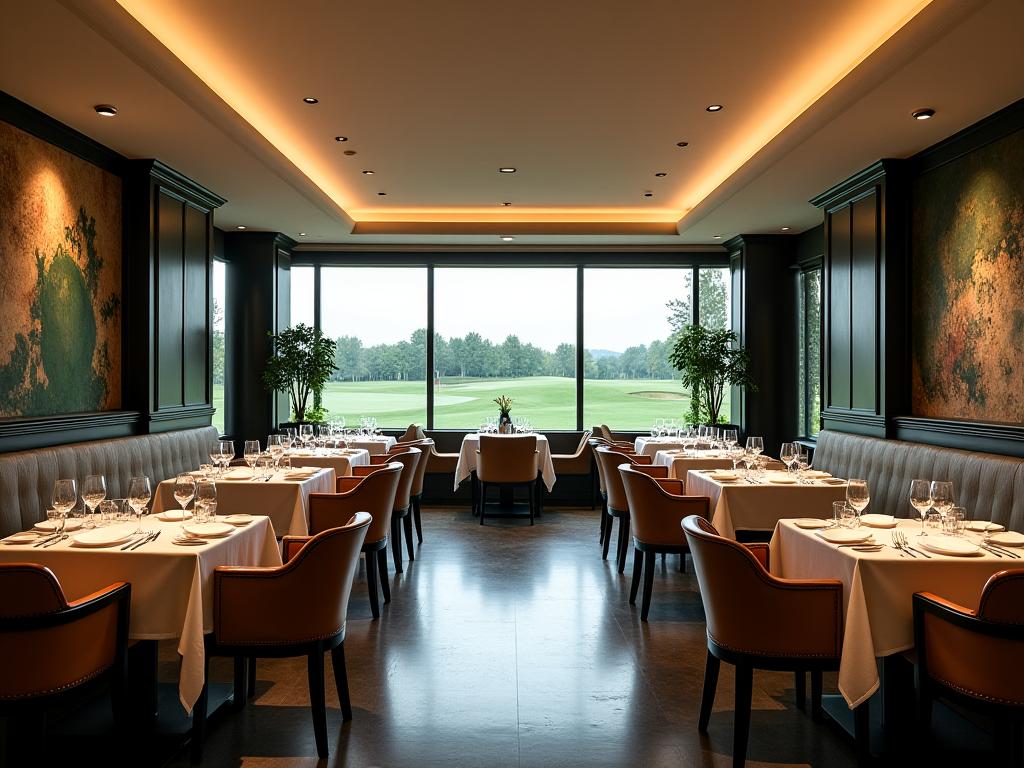 Interior mewah restoran fine dining di clubhouse