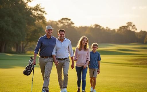 Keluarga menikmati golf bersama